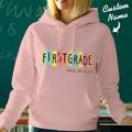 Personalized First Grade Hooded Sweatshirt Teacher Custom Name Hooded Sweatshirt Back to School Gifts - image 4