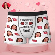 Custom Face Boxer I Licked It So It's Mine Underwear Valentine's Day Gift for Boyfriend