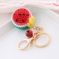 Crochet Fruit Keychain Cute Food Donut Knitted Car Keyring Bag Decorations Gifts for Her - image 2