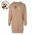Customized embroidered pet portrait based on photo, with Halloween BOO pet portrait ladies hooded maxi dress - image 2