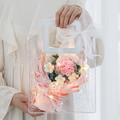 Crochet Flowers Bouquet Handmade Knitted Bouquet with Light Strip Gift for Teacher Mother Lover Wedding Gift - image 1