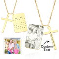 Personalized Photo Calendar Engraved Stainless Steel Cross Necklace Custom Message Pendant Father's Day Gift - image 2