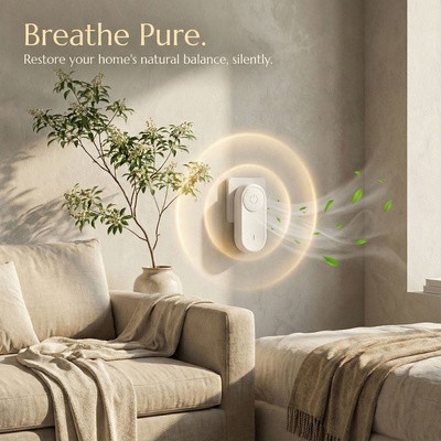 Plug-and-Play Ionic Air Purifier: No Filter Needed, Silent Odor Eliminator for Bedroom & Living Room