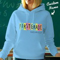 Personalized First Grade Hooded Sweatshirt Teacher Custom Name Hooded Sweatshirt Back to School Gifts - image 5