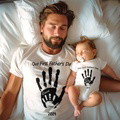 Personalized Our First Father’s Day Handprint Baby T-Shirt Gift for Baby - image 5