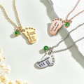 Personalized Baby Foot Pendant Necklace with Birthstone Necklace Birthday Baby Shower Gift for Kid New Mom - image 4