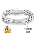 Custom Engraved Men's Bracelet Stainless Steel Photo Vintage Bracelet Jewelry Father's Day Gifts-Gold - image 1