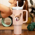 Custom Face 40oz Insulated Mug with Handle and Straw Stainless Steel Custom Travel Cup Gift for Family Friends Couples - image 4