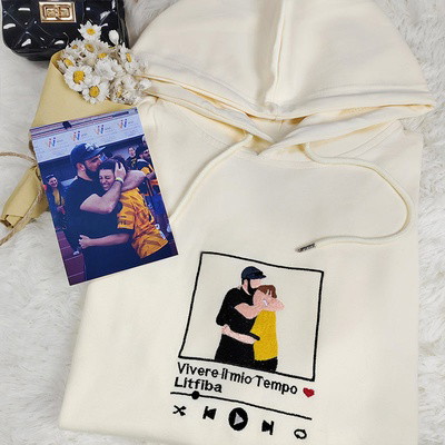 Custom Embroidered Sweatshirt Portrait Music Player Couple Family Gift