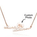 Custom Engraved Heart Photo Necklace Double Plated Name Necklace for Women - image 2