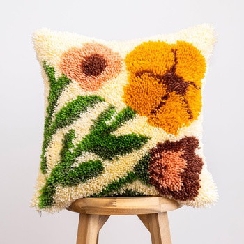 Earthy Wild Blooms - Latch Hook Cushion Kit