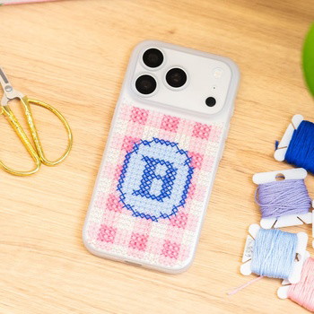 PREPPY PINK PERSONALISED INITIALS - Cross Stitch Phone Case Kit
