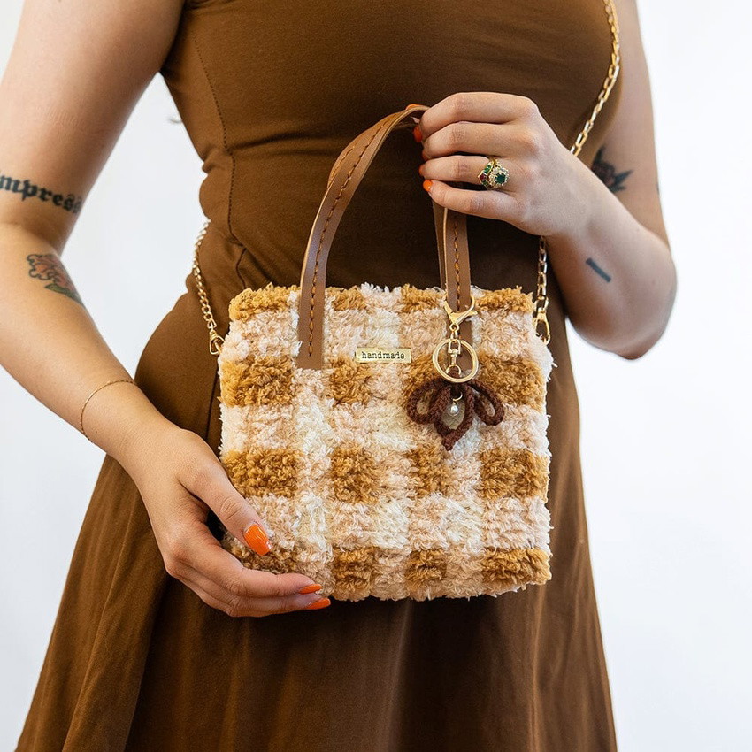 CHOCOLATE GINGHAM - Woven Tote Bag Kit