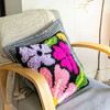 PRETTY PETALS BLACK - Latch Hook Cushion Kit