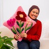 Fuchsia Wild Blooms - Latch Hook Cushion Kit