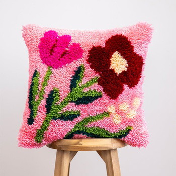 Fuchsia Wild Blooms - Latch Hook Cushion Kit