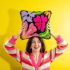 PRETTY PETALS BLACK - Latch Hook Cushion Kit