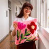 Fuchsia Wild Blooms - Latch Hook Cushion Kit
