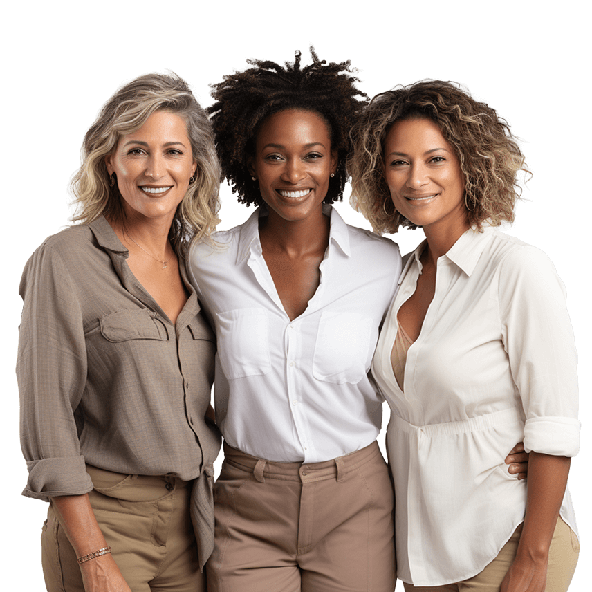 Three professional women smiling