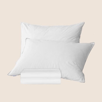 2x Hotel Pillows & Pillowcase Set (Down Feather)