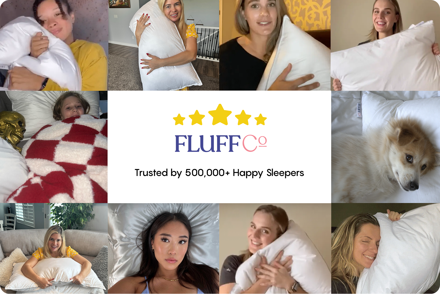 Customer photos with FluffCo pillows
