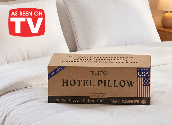 FluffCo pillow packaging