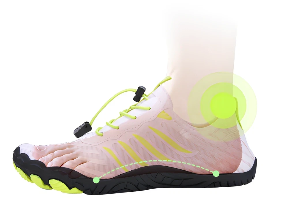 Foot inside Grounded Footwear® Freedom, with natural toe spread and a relaxed heel