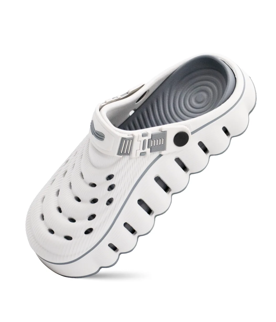 Restore Clog in White Cloud, three-quarter view