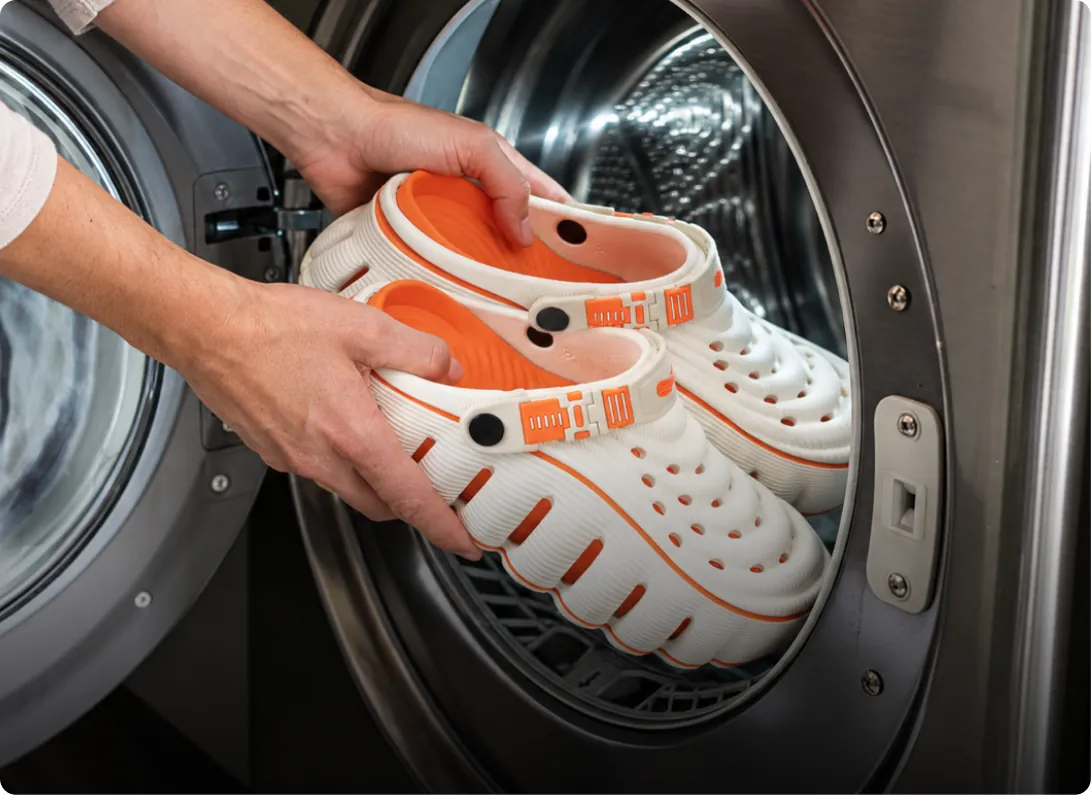 Restore Clogs in White Cloud going into a washing machine