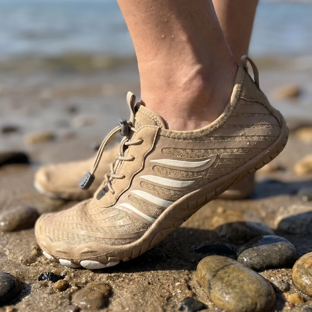 Freedom in Tan Sandstone on a rocky shoreline