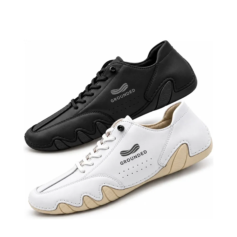 Grounded Footwear® Evolve in Black Obsidian and White Frost
