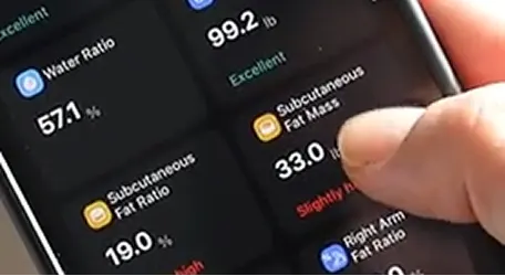 Smart Scale app displaying detailed body composition results