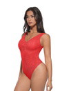 V-Neck Laced Thong Bodysuit