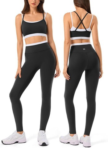 High Waisted Seamless Leggings & Double Layer Sports Bra