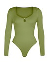 Hollow Scoop Neck Thong Bodysuit