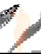 Bodycon Shapewear Midi Slit Dress with Short Sleeves