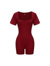 Square Neck Short Sleeve Jumpsuit