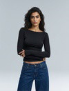 Boat Neck Long Sleeve Top