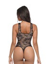 V-Neck Laced Thong Bodysuit