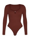 Hollow Scoop Neck Thong Bodysuit