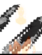 Hollow Scoop Neck Thong Bodysuit