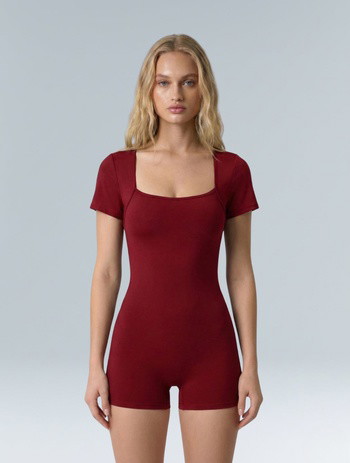 Square Neck Short Sleeve Jumpsuit