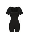 Square Neck Short Sleeve Jumpsuit