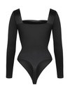 Waterfall Neckline Satin Bodysuit