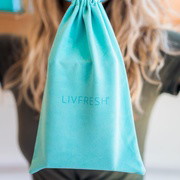 Free Velvet LIVFRESH Embroidered Toiletry Drawstring Bag