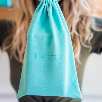 Free Velvet LIVFRESH Embroidered Toiletry Drawstring Bag