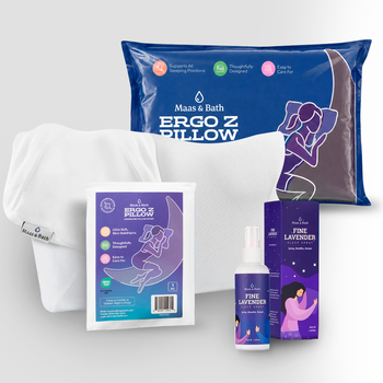 Maas & Bath Ergo Z Pillow & Pillow Cover & Lavender Sleep Spray Bundle