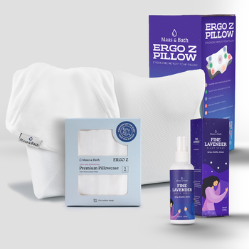 Maas & Bath Ergo Z Pillow & Pillow Cover & Lavender Sleep Spray Bundle