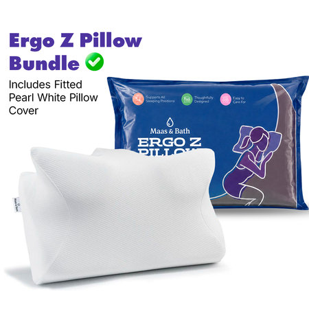 Maas & Bath Ergo Z Pillow & Fitted Pillow Cover Bundle