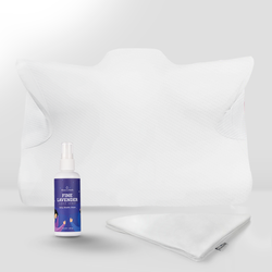 Maas & Bath Ergo Z Pillow & Pillow Cover & Lavender Sleep Spray Bundle